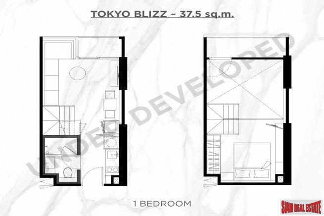 One Bedroom Duplex Development Built 500 M. from New Orange MRT Line in Rama 9-12